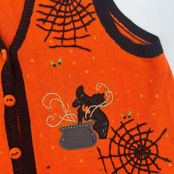 Novelty Plus Size Halloween Knit Button Up Cardigan - 1X - Picture 7 of 9